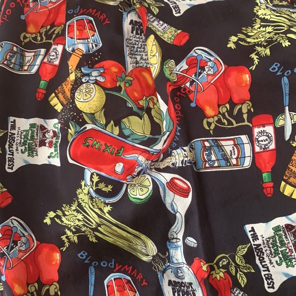 VINTAGE SILK NICOLE MILLER BLOODY MARY NOVELTY PRINT HIGH WAIST SHORTS 90s Y2K - Picture 2 of 11